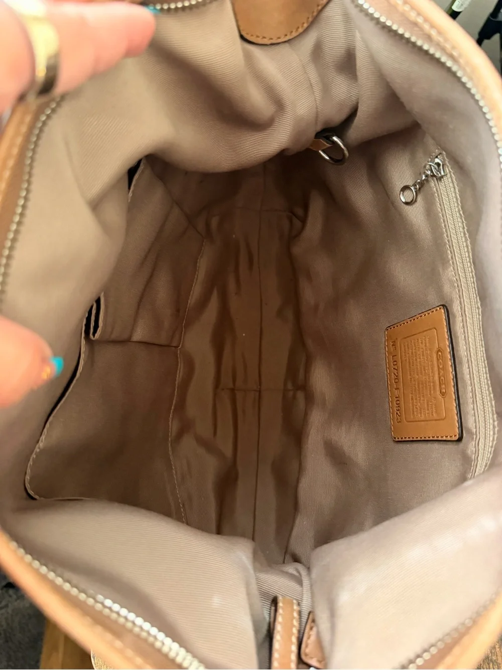 Coach Brown Signature Jacquard Hobo with Leather Trim